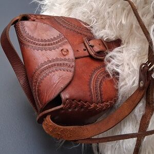 Learher Boho Embossed Crossbody Bag